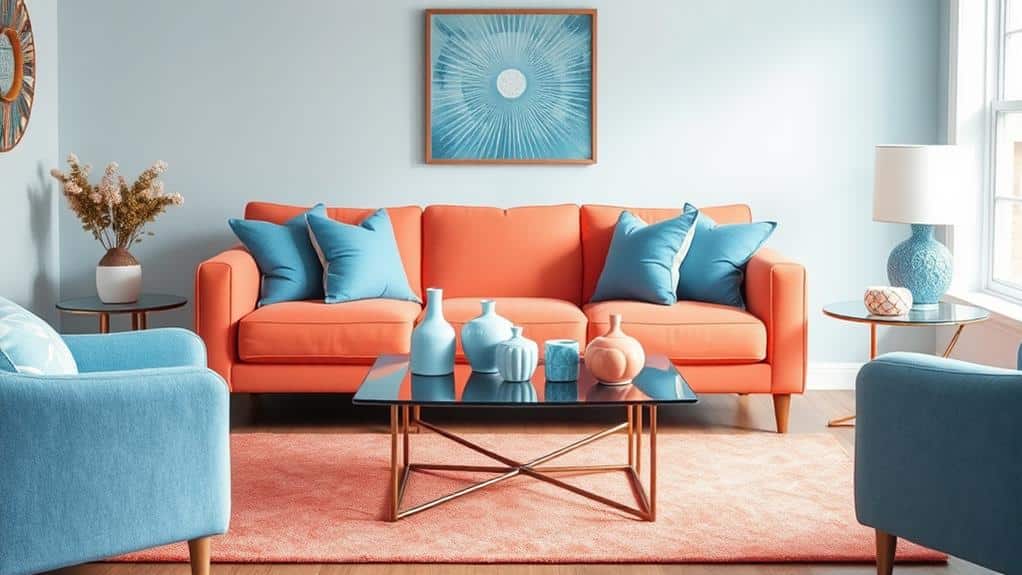 blue and coral combination