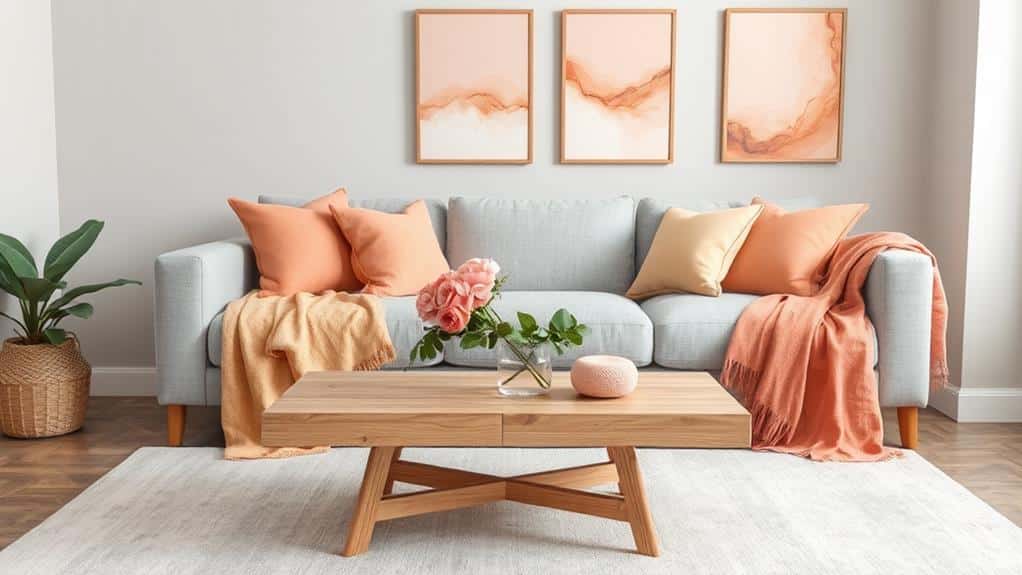 peach and gray combination